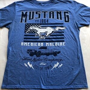 Mustang Ford Est. 1964 Blue Printed Vintage T-Shirt Men’s Size XL Classic Tee